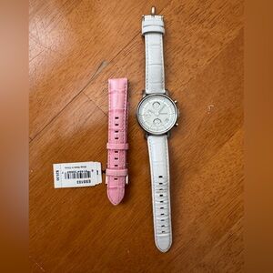FOSSIL ES2202 Stainless Steel Women's Watch White and additional pink Strap